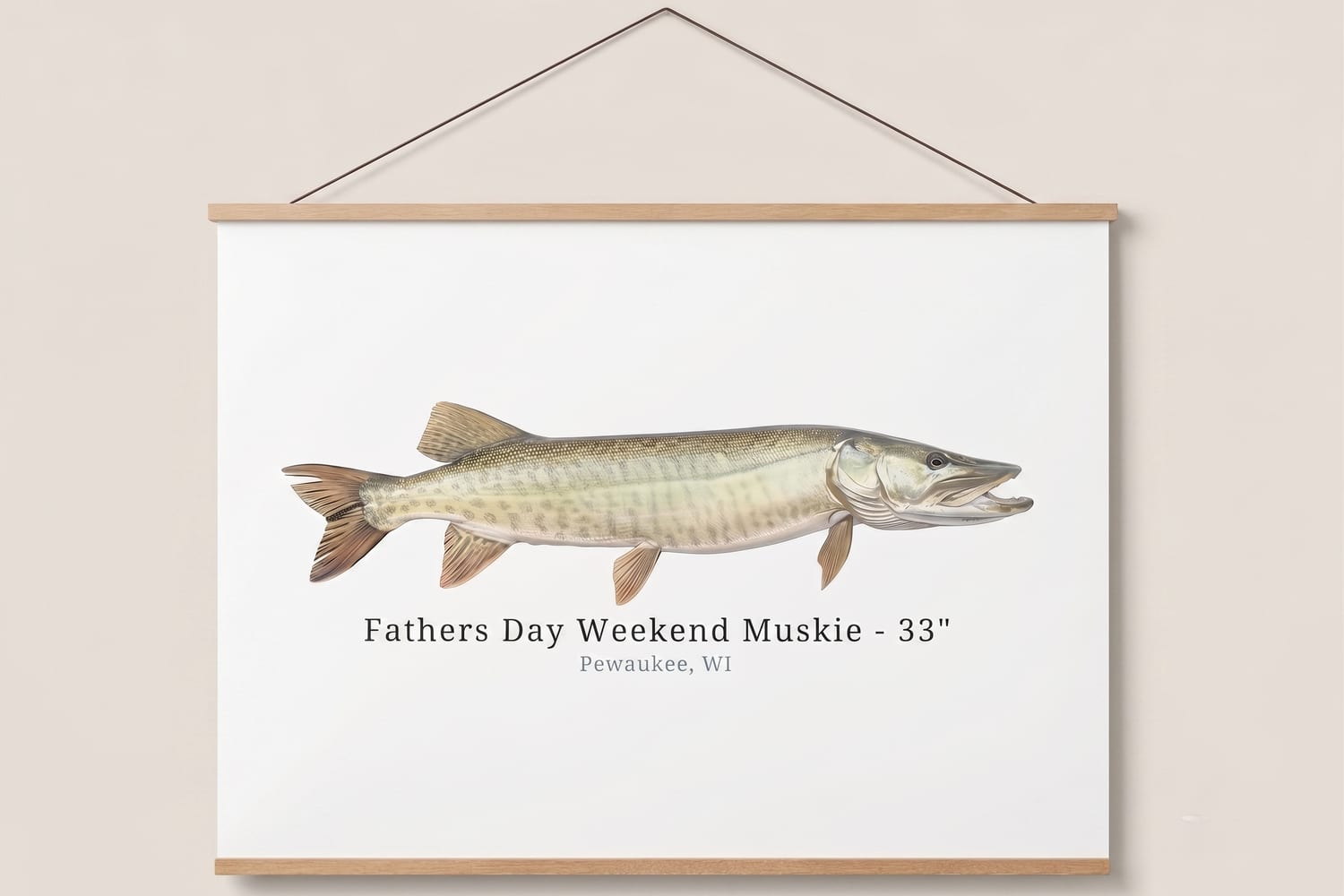 Muskie, 33" print on a wall